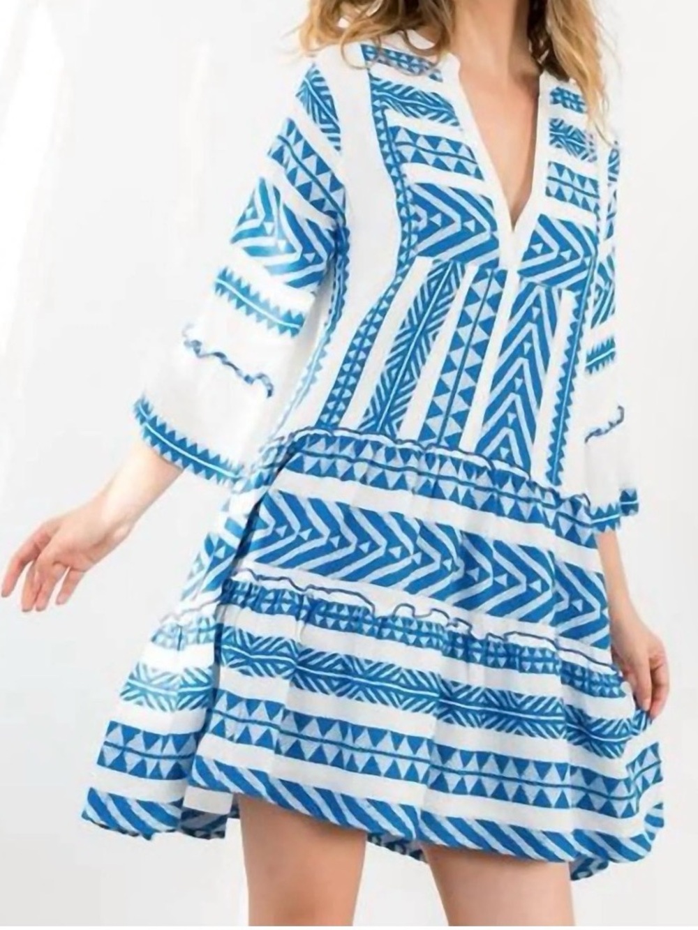 Thml - Tiered V-neck Embroidered Dress